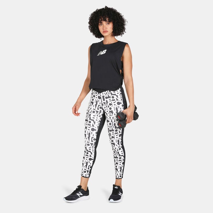 New Balance Women's Relentless Printed High Rise 7/8 Leggings Black New Balance Women's Relentless Printed High Rise 7/8 Leggings Black image number 2
