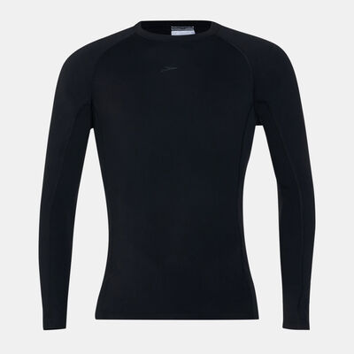 Speedo Men's Solid Long Sleeves Rash Top Black