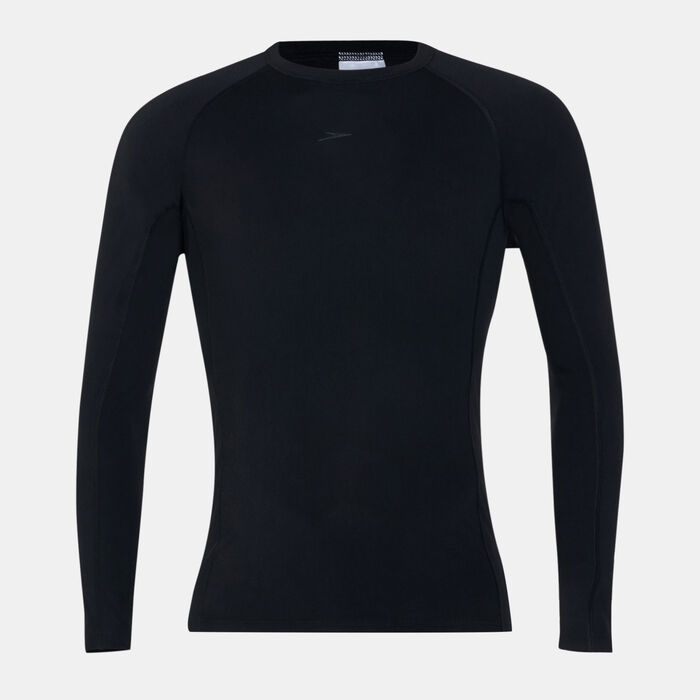 Speedo Men's Solid Long Sleeves Rash Top Black image number 0