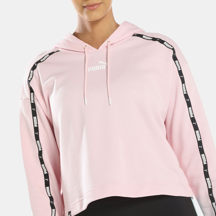 PUMA Women's Power Tape Cropped Hoodie Pink PUMA Women's Power Tape Cropped Hoodie Pink image number 3