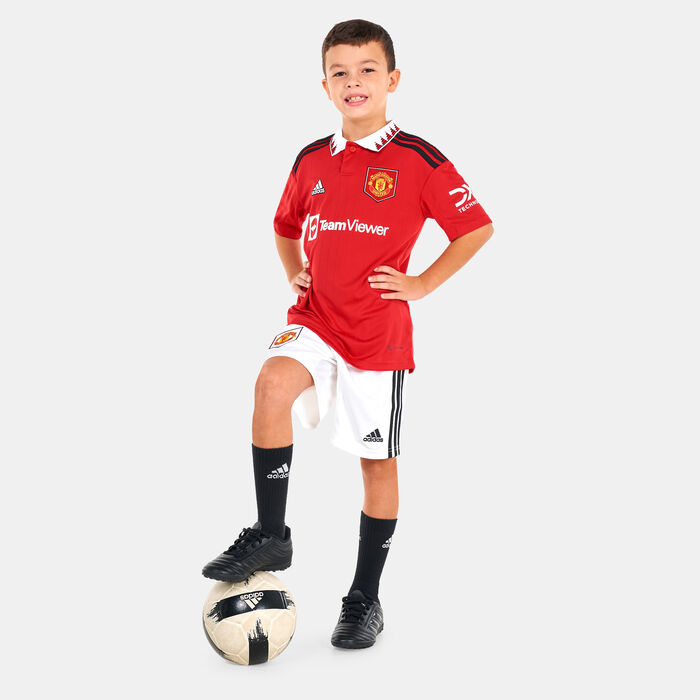 adidas Kids' Manchester United Home Shorts - 2022/23 White adidas Kids' Manchester United Home Shorts - 2022/23 White image number 2
