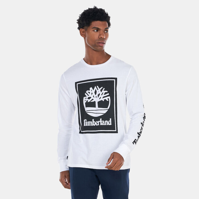 Timberland Men's Logo Long Sleeve T-Shirt White image number 0