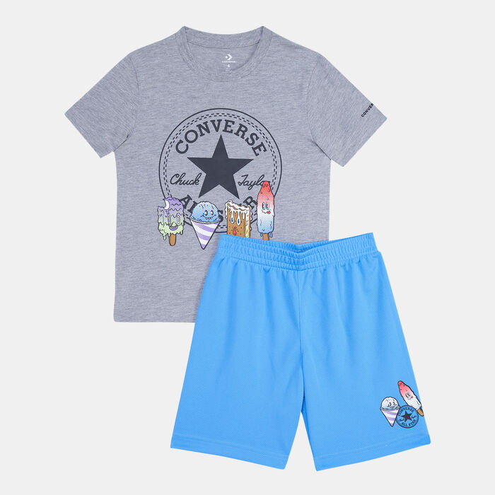 Converse Kids' Frozen Friends T-Shirt and Mesh Shorts Set Blue Converse Kids' Frozen Friends T-Shirt and Mesh Shorts Set Blue image number 0