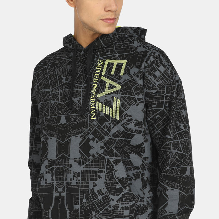 EA7 Emporio Armani Men's Allover Print Hoodie Black EA7 Emporio Armani Men's Allover Print Hoodie Black image number 3
