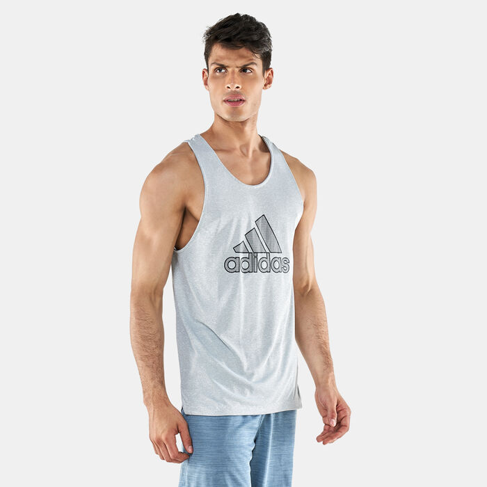 adidas Men's Bos Primeblue Muscle Tank Top White adidas Men's Bos Primeblue Muscle Tank Top White image number 0