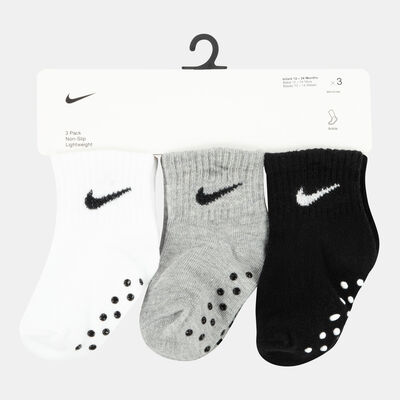 Nike Kids' No-Slip Gripper Ankle Socks (3 Pack) Grey