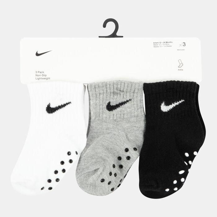 Nike Kids' No-Slip Gripper Ankle Socks (3 Pack) Grey image number 1