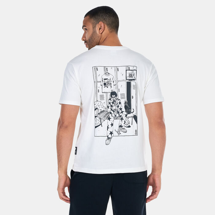 New Balance Men's Athletics Engy Saint-ange Lockeroom T-Shirt White New Balance Men's Athletics Engy Saint-ange Lockeroom T-Shirt White image number 1