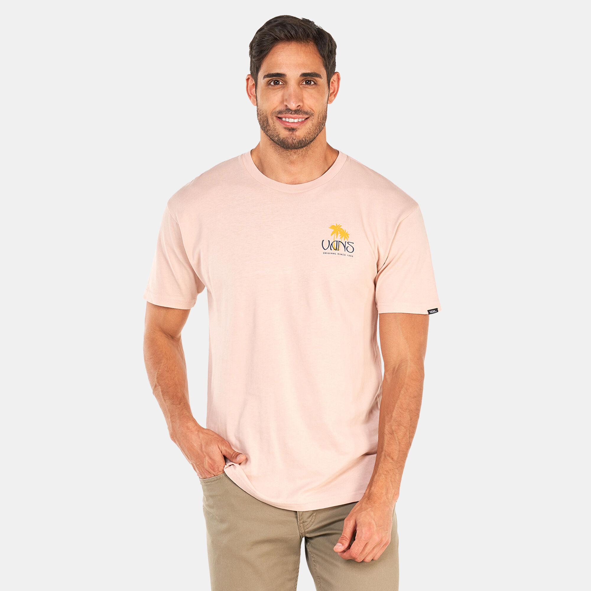 Men s Sunset Dual Palm Vintage T Shirt Pink Vans in Qatar SSS