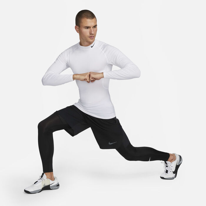 Nike Men's Pro Dri-FIT Fitness Mock-Neck Top White Nike Men's Pro Dri-FIT Fitness Mock-Neck Top White image number 6
