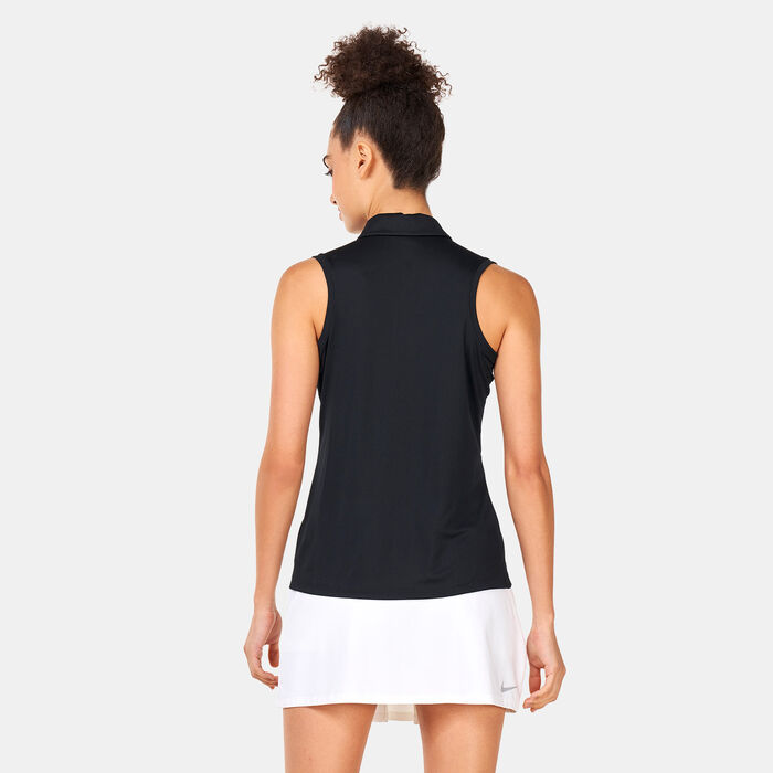 Nike Women's Dri-FIT Victory SLD Sleeveless Polo Shirt Black Nike Women's Dri-FIT Victory SLD Sleeveless Polo Shirt Black image number 1