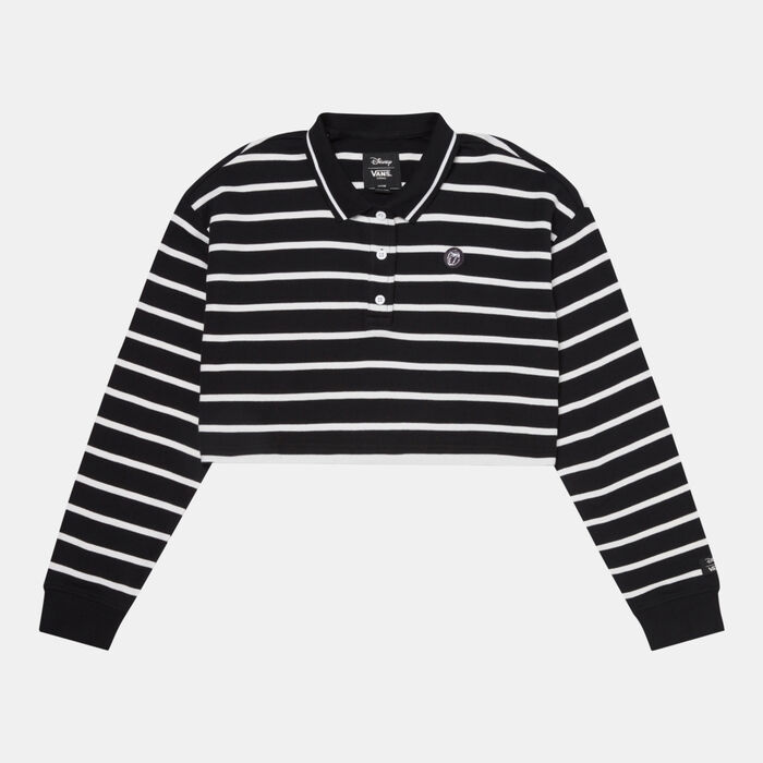 Vans Women's Disney Bad Apple Crop Rugby Polo Shirt Black image number 0