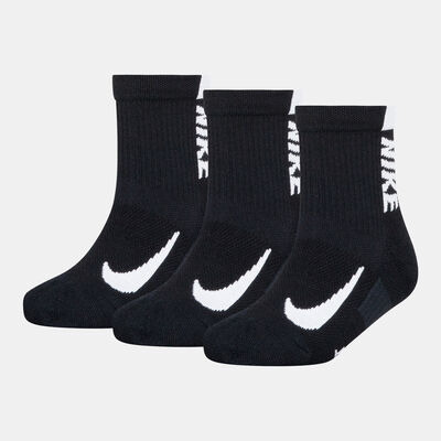 Nike Kids' Multiplier Quarter Socks (3 Pairs) Black