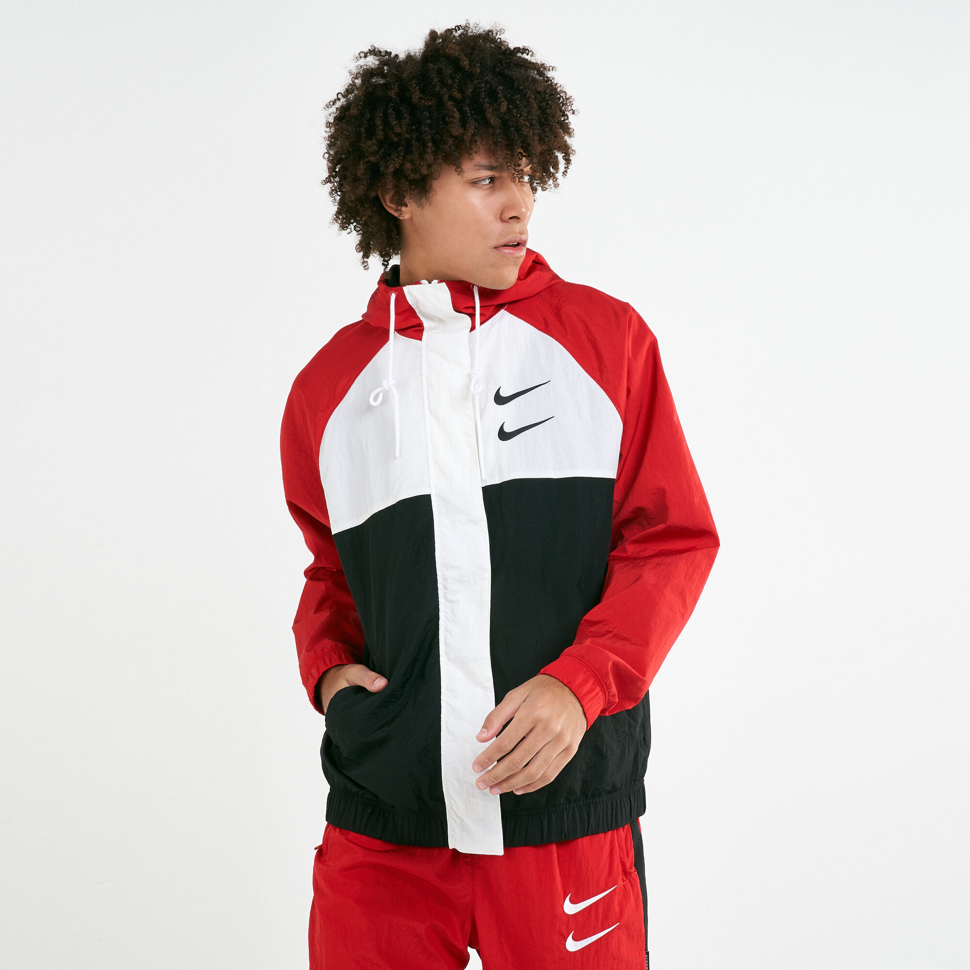 Men s Sportswear Swoosh Woven Jacket Red Nike in Qatar SSS