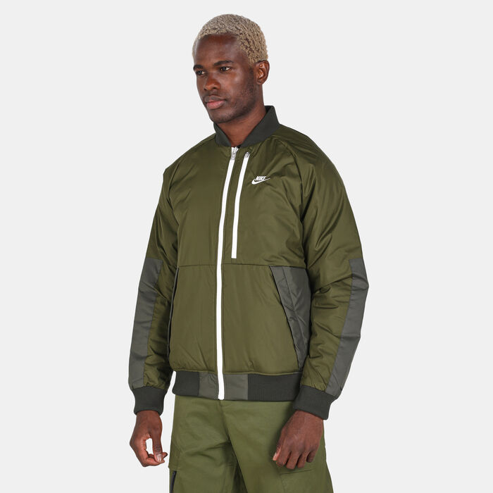 Nike Men's Sportswear Therma-FIT Legacy Reversible Bomber Jacket Green Nike Men's Sportswear Therma-FIT Legacy Reversible Bomber Jacket Green image number 0