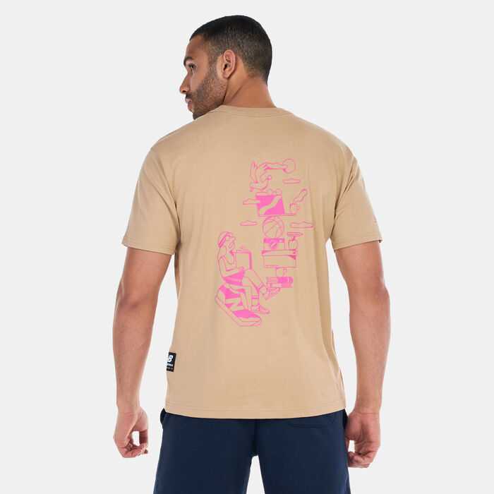 New Balance Men's Athletics Aron Leah Stack T-Shirt Beige New Balance Men's Athletics Aron Leah Stack T-Shirt Beige image number 1