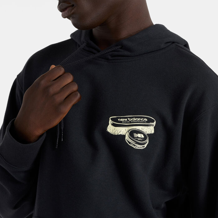 New Balance Men's French Terry Shine Hoodie Black New Balance Men's French Terry Shine Hoodie Black image number 4