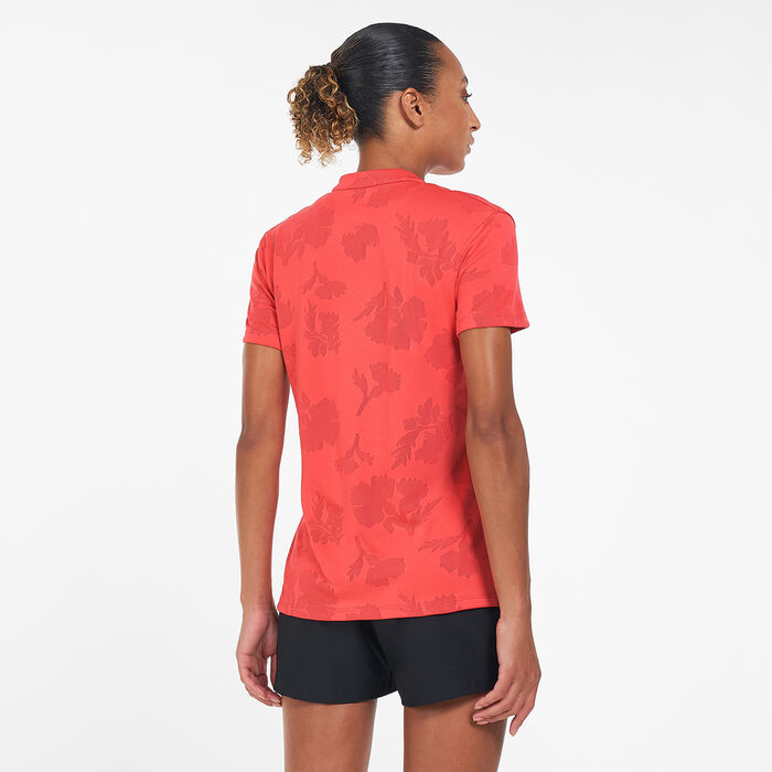 Nike Golf Women's Dri-FIT Victory Floral Polo Shirt Red Nike Golf Women's Dri-FIT Victory Floral Polo Shirt Red image number 1
