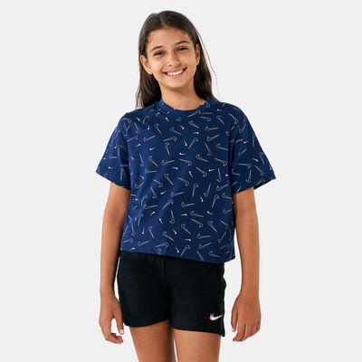 Nike Kids' Sportswear Swoosh Fetti T-Shirt Blue Nike Kids' Sportswear Swoosh Fetti T-Shirt Blue