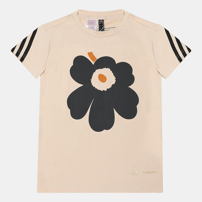 adidas Kids' Marimekko Primegreen AEROREADY Training 3-Stripes T-Shirt Beige adidas Kids' Marimekko Primegreen AEROREADY Training 3-Stripes T-Shirt Beige