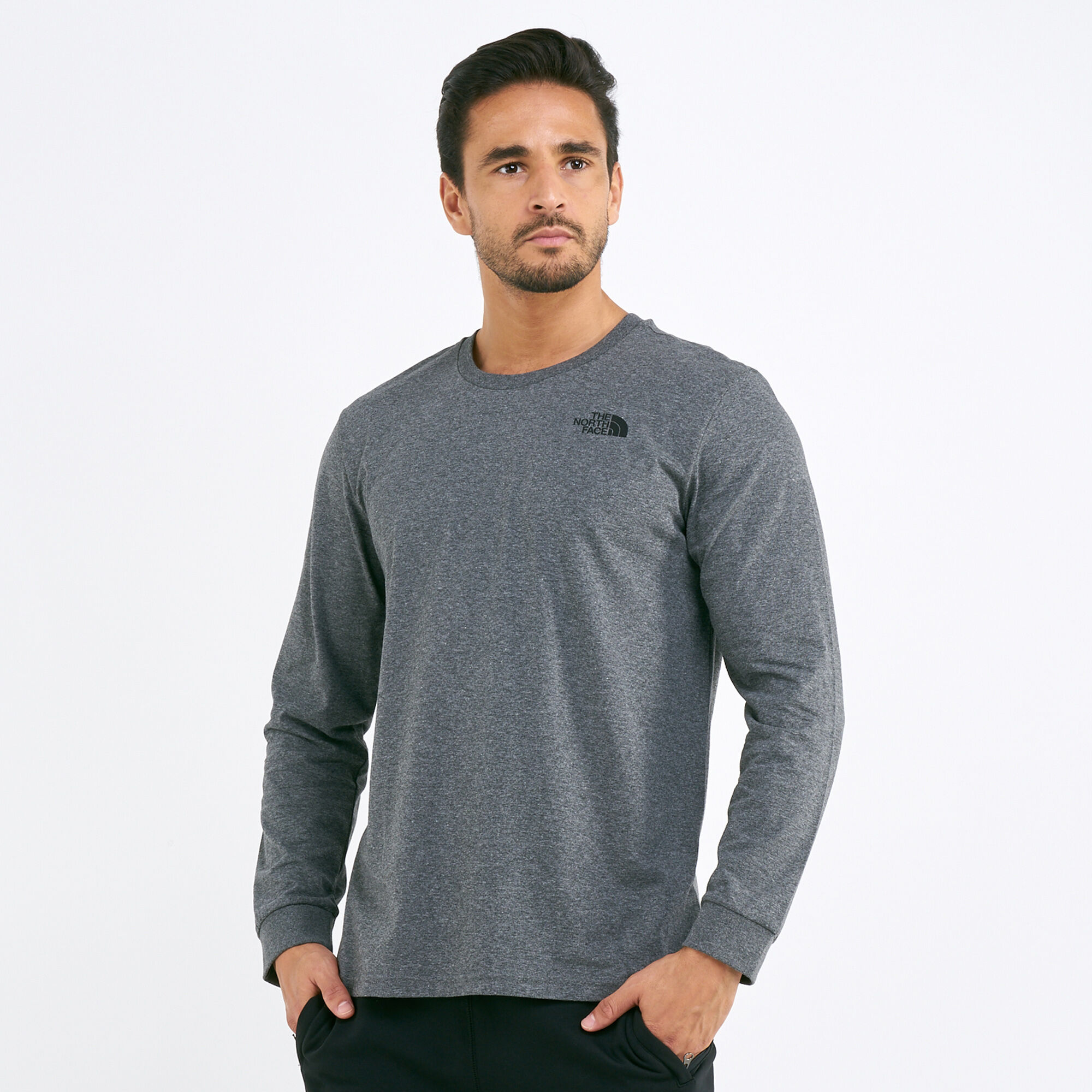 Men s Simple Dome Long Sleeve T Shirt Grey The North Face in Qatar SSS