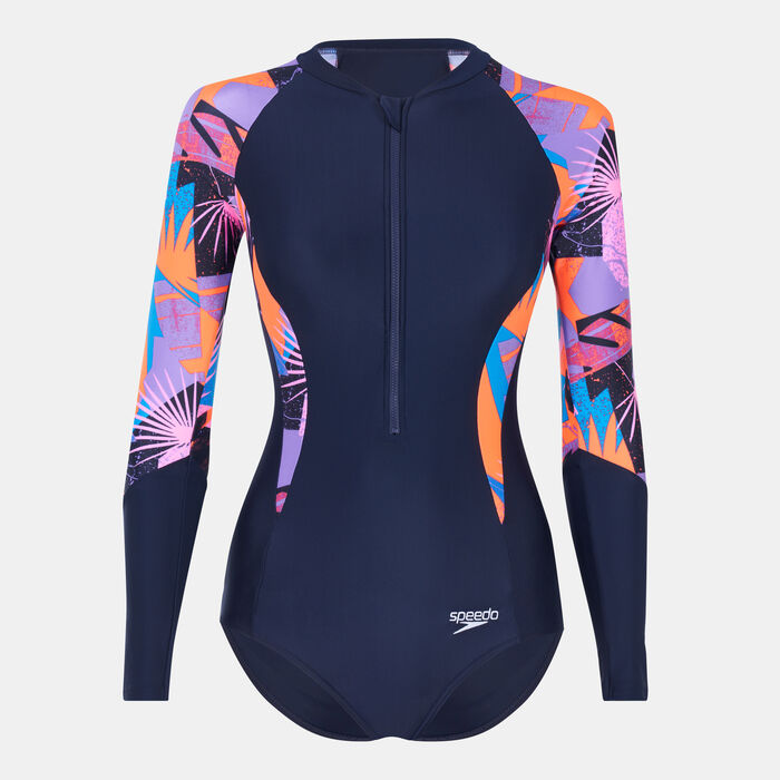 Speedo Women's Long Sleeve Paddle Suit Black image number 0