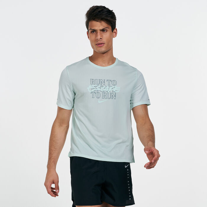 Nike Men's Dri-FIT Miler Wild Run T-Shirt Green Nike Men's Dri-FIT Miler Wild Run T-Shirt Green image number 0