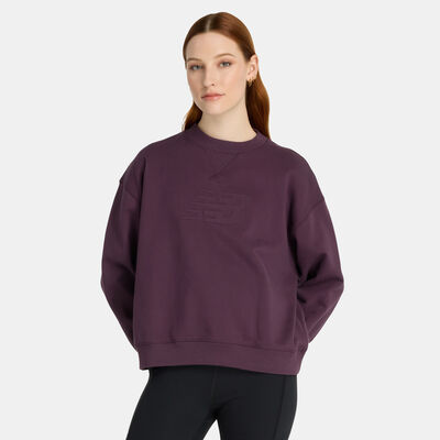 New Balance Women's Logo French Terry Sweatshirt Purple