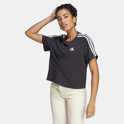 adidas Women's Essentials 3-Stripes Crop Top Black