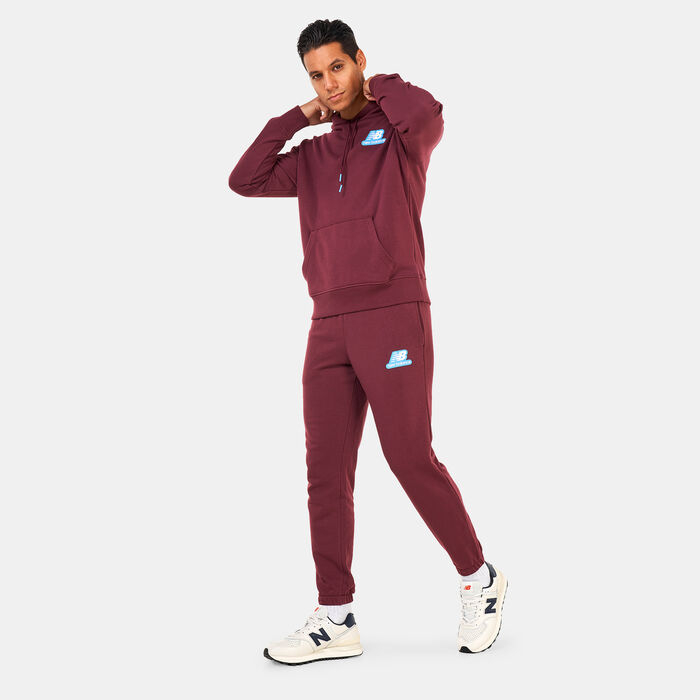 New Balance Men's NB Essentials Stacked Rubber PO Hoodie Red image number 2