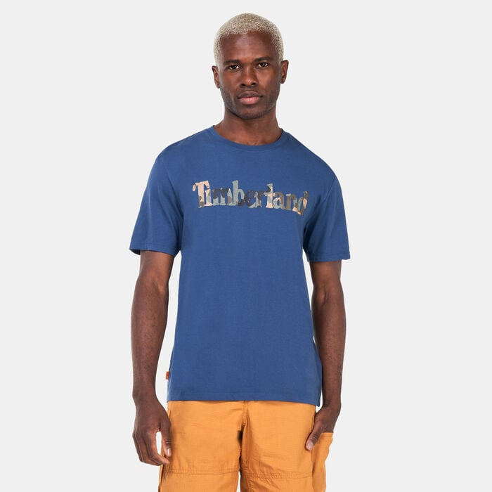 Timberland Men's Linear Logo Seasonal Camo T-Shirt Blue Timberland Men's Linear Logo Seasonal Camo T-Shirt Blue image number 0