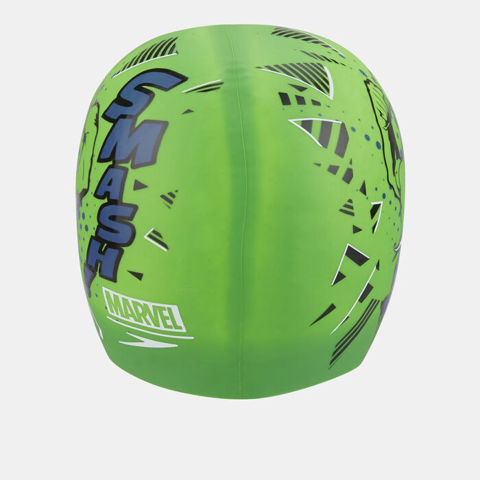 Speedo Kids' Marvel Hulk Junior Slogan Swimming Cap Green image number 1