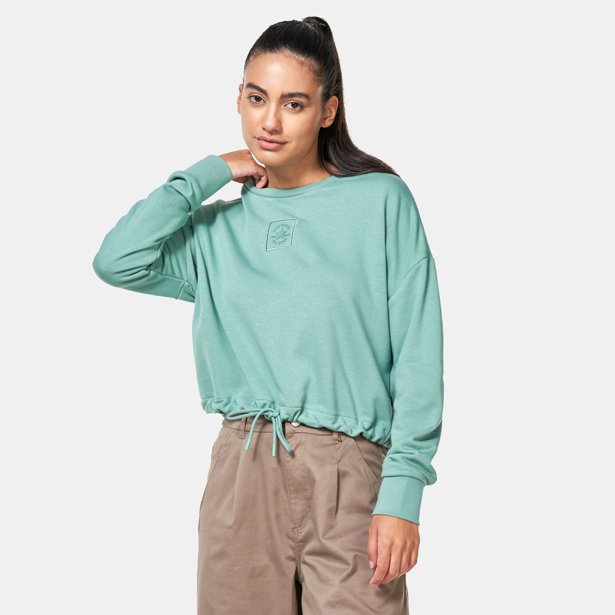 Women s Chuck Taylor Logo Sweatshirt Green Converse in Qatar SSS