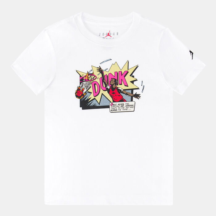 Jordan Kids' Air Dunk Comics T-Shirt White Jordan Kids' Air Dunk Comics T-Shirt White image number 0