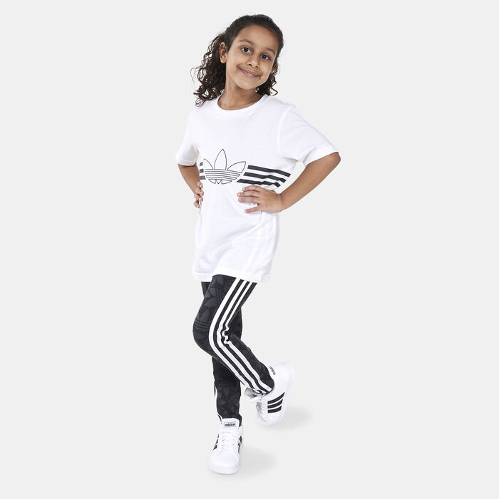 adidas Originals Kids' High-Waisted Allover Print Leggings Black image number 2
