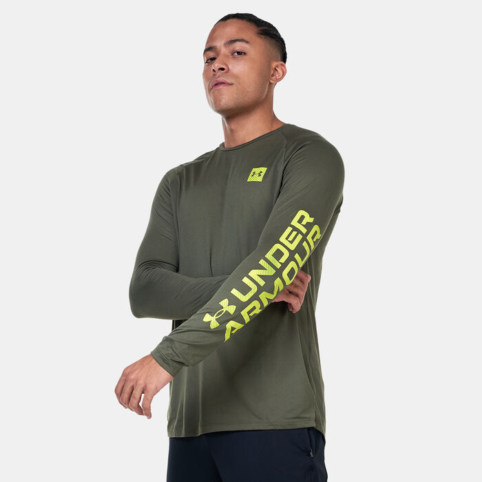 Under Armour Men's UA Tech™ Print Fill Long Sleeve Training T-Shirt Green Under Armour Men's UA Tech™ Print Fill Long Sleeve Training T-Shirt Green image number 0