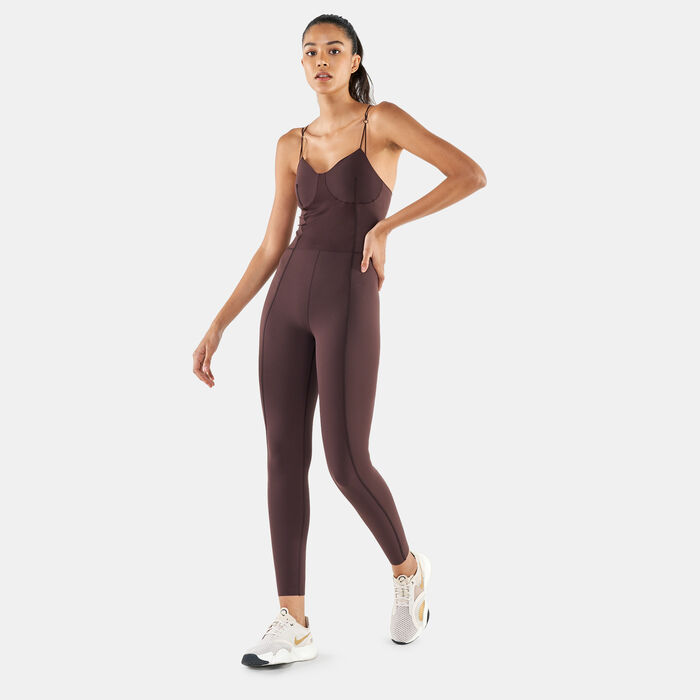 Nike Women's Dri-FIT 7/8 Luxe Matte Jumpsuit Brown Nike Women's Dri-FIT 7/8 Luxe Matte Jumpsuit Brown image number 0