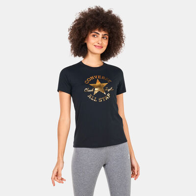 Converse Women's Metallic Chuck Taylor T-Shirt Black Converse Women's Metallic Chuck Taylor T-Shirt Black