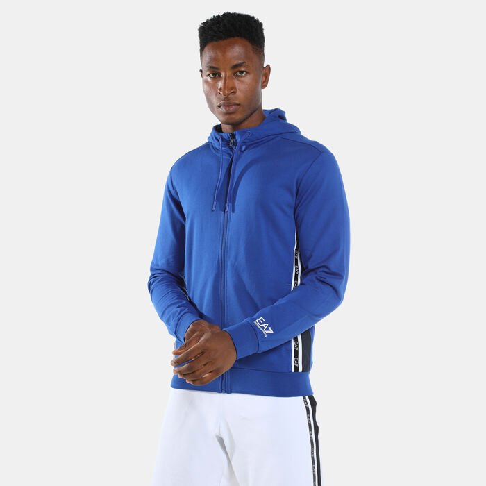 EA7 Emporio Armani Men's Train Logo Series Extended Logo Hoodie Blue EA7 Emporio Armani Men's Train Logo Series Extended Logo Hoodie Blue image number 0