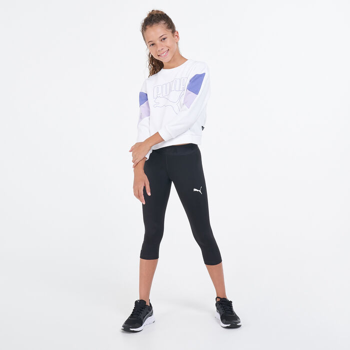 PUMA Kids' Rebel Crew Sweatshirt White PUMA Kids' Rebel Crew Sweatshirt White image number 2