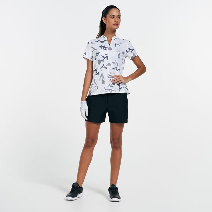 Nike Women's Breathe Floral Print Polo Shirt White Nike Women's Breathe Floral Print Polo Shirt White image number 2