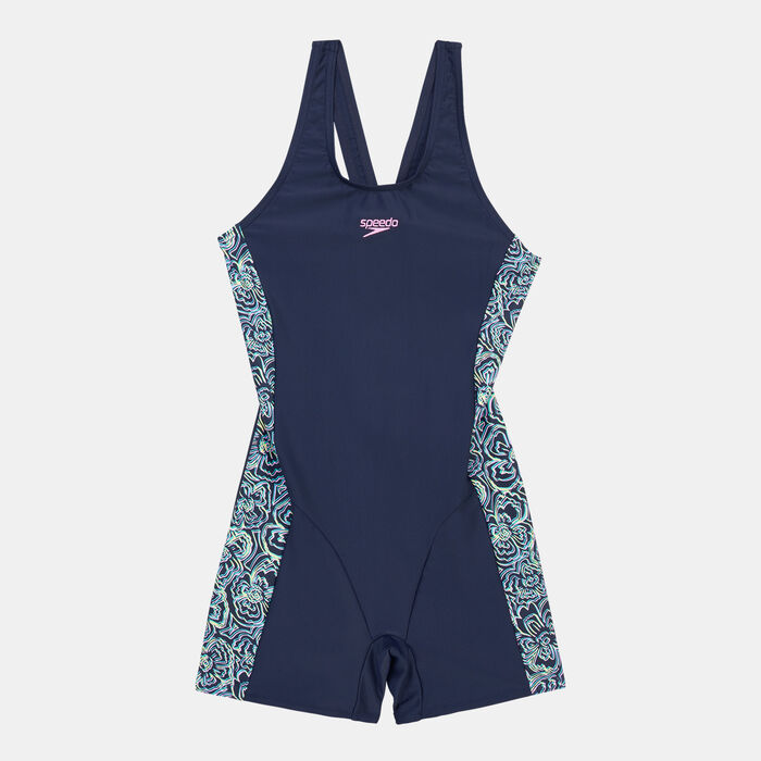 Speedo Kids' Printed Leaderback Legsuit Blue Speedo Kids' Printed Leaderback Legsuit Blue image number 0