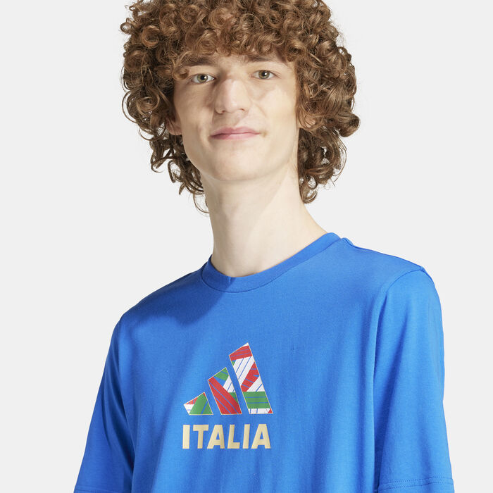 adidas Men's Italy Football Fan Graphic T-Shirt Blue adidas Men's Italy Football Fan Graphic T-Shirt Blue image number 4