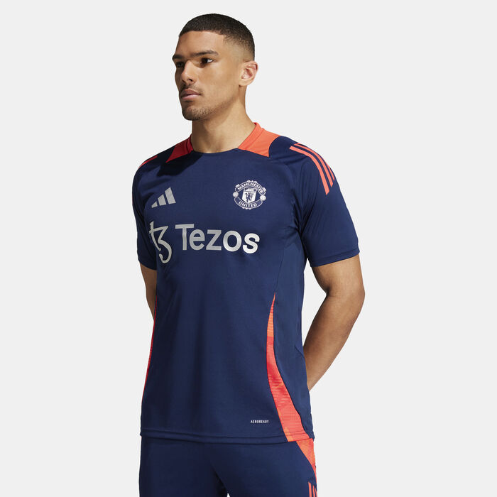adidas Men's Manchester United Tiro 24 Training Football Top Blue adidas Men's Manchester United Tiro 24 Training Football Top Blue image number 0