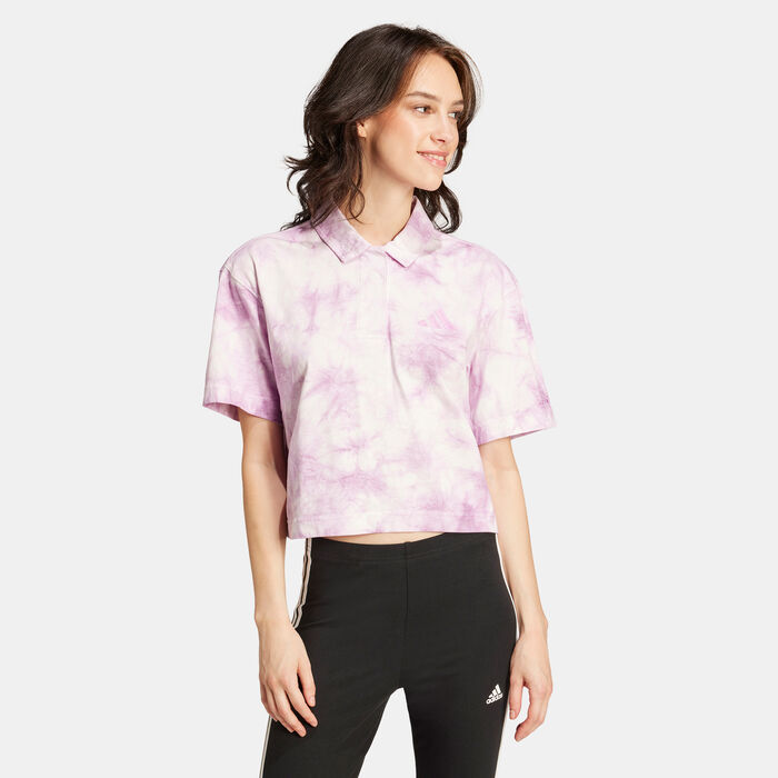 adidas Women's ALL SZN Tie Dye Polo T-Shirt Purple adidas Women's ALL SZN Tie Dye Polo T-Shirt Purple image number 0