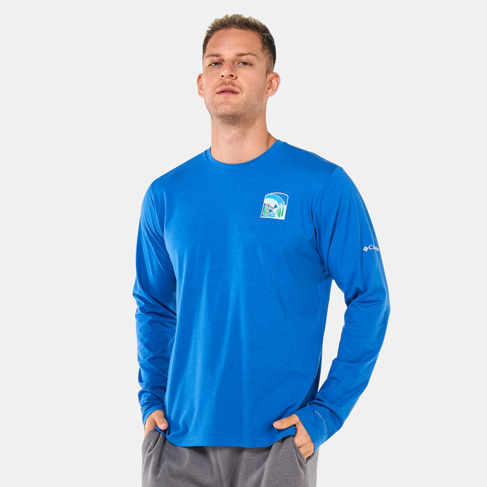 Columbia Men's Sun Trek™ Graphic Long Sleeve T-Shirt Blue Columbia Men's Sun Trek™ Graphic Long Sleeve T-Shirt Blue image number 0