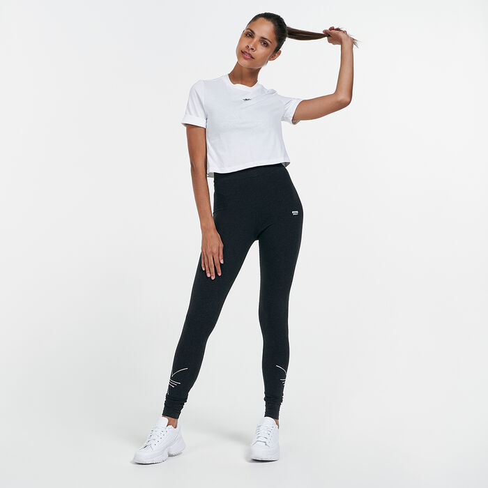 adidas Originals Women's Cropped Roll-Up Sleeve T-Shirt White adidas Originals Women's Cropped Roll-Up Sleeve T-Shirt White image number 2