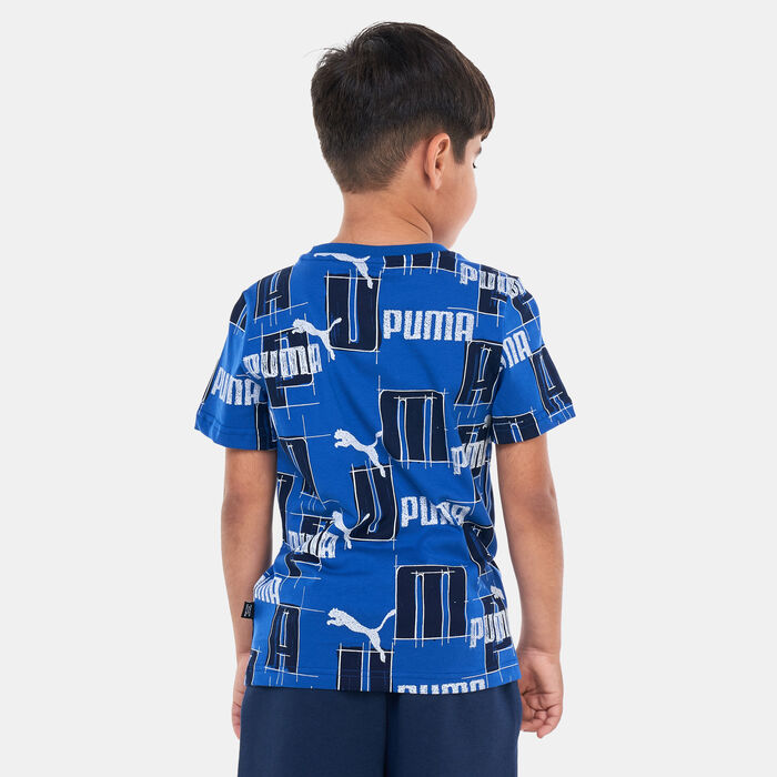 PUMA Kids' Essentials+ Logo Lab Allover Print T-Shirt Blue PUMA Kids' Essentials+ Logo Lab Allover Print T-Shirt Blue image number 1