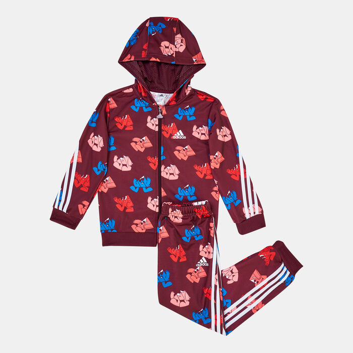 adidas Kids' Future Icons Shiny Hoodie And Pants Set Red adidas Kids' Future Icons Shiny Hoodie And Pants Set Red image number 0
