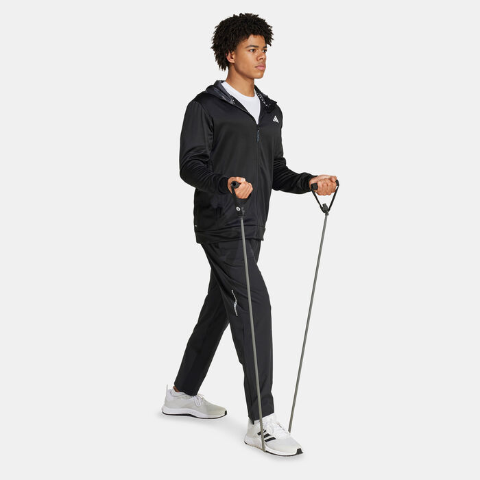 adidas Men's Train Essentials Camo Full-Zip Training Hoodie Black image number 2